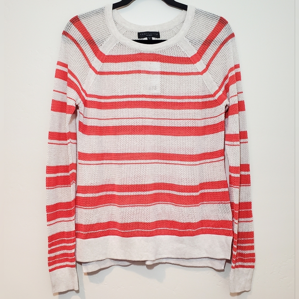 Sanctuary Clothing Open Knit Mesh Rugby Sweater Cotton Pullover NWT